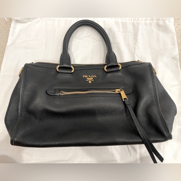 Prada Black Pebbled Leather 2 Way Vitello Daino Shoulder & Crossbody Bag BL0805 - Picture 1 of 7